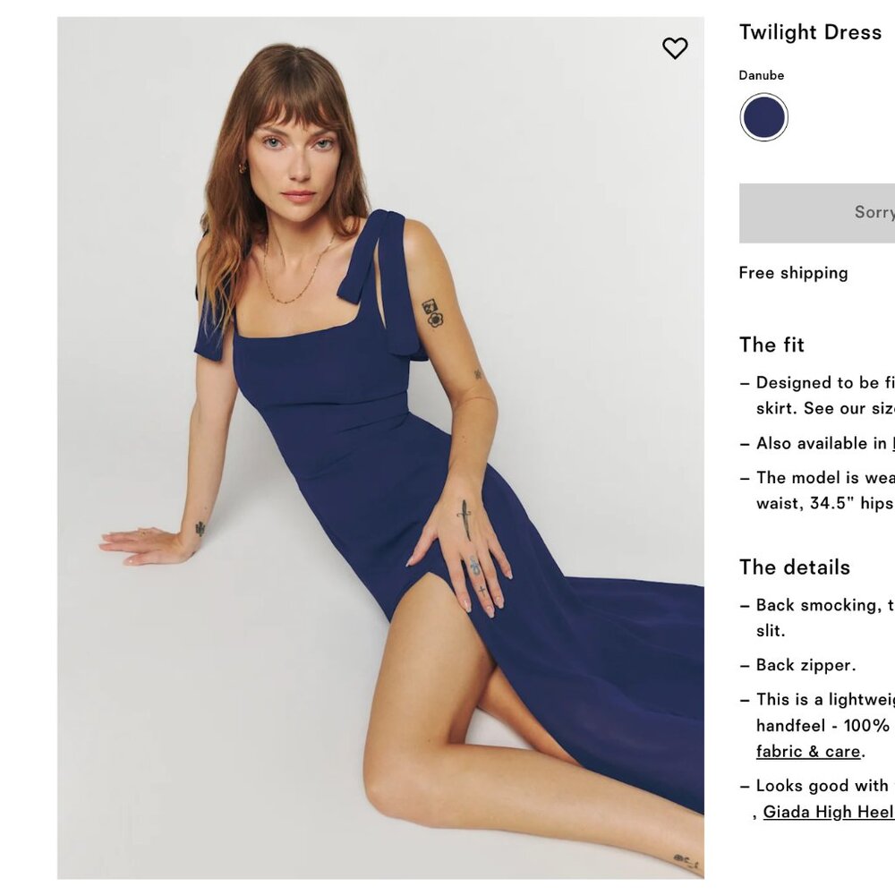 Brand New With Tags Reformation Twilight Dress Danube - Size 2